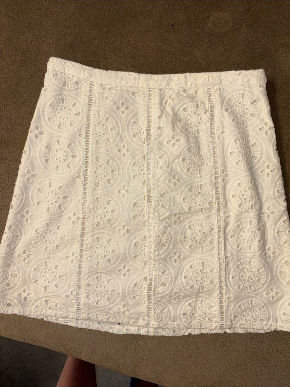 Hollister White Eyelet Circle-Pattern Mini Skirt